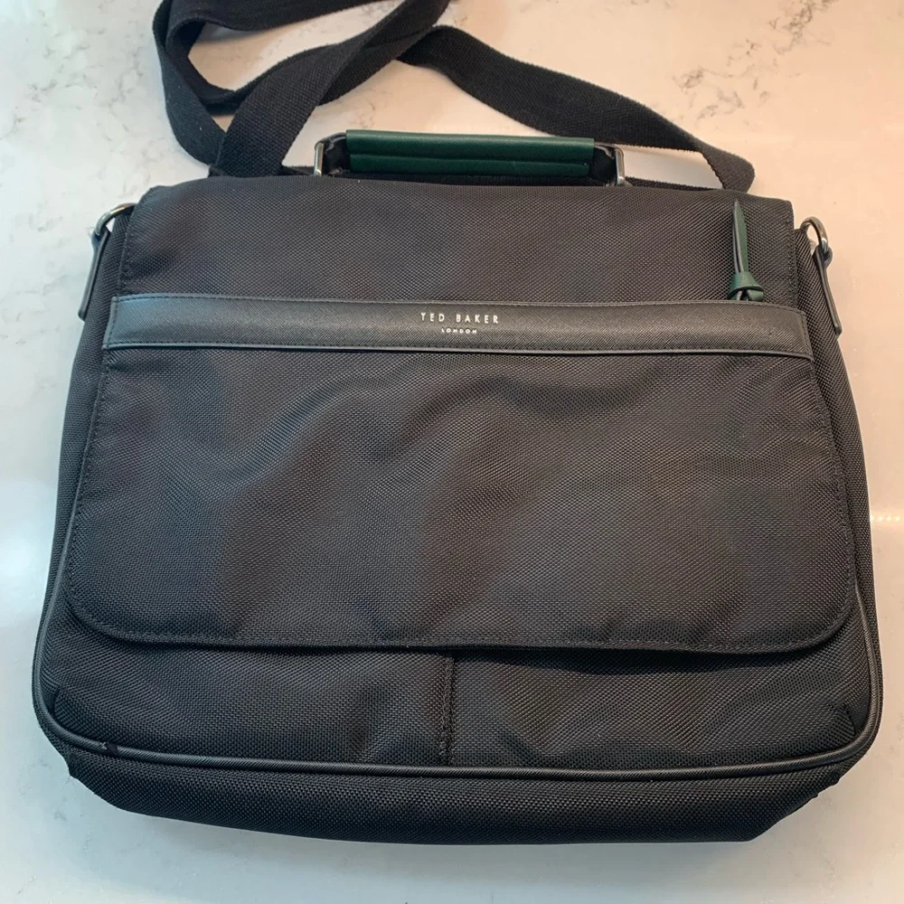 Ted Baker London Black Messenger Bag with Adjustable Strap